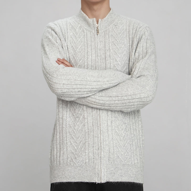 Herren-Strickjacke mit Rundhalsausschnitt