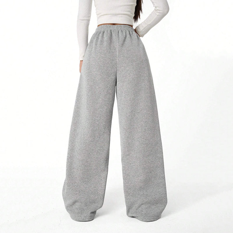 Damen Hochbund Streetwear Hosen mit weitem Bein