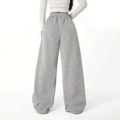 Damen Hochbund Streetwear Hosen mit weitem Bein