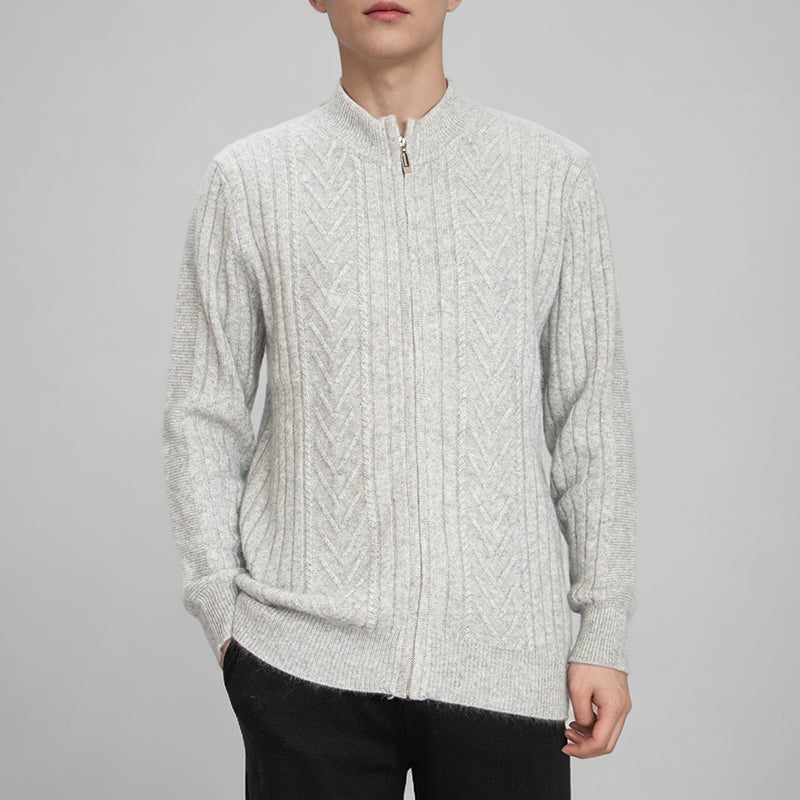 Herren-Strickjacke mit Rundhalsausschnitt