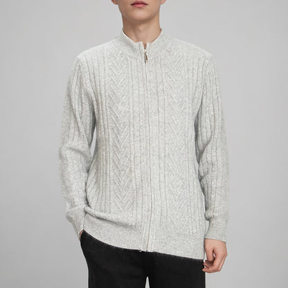 Herren-Strickjacke mit Rundhalsausschnitt