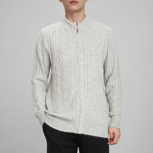 Herren-Strickjacke mit Rundhalsausschnitt