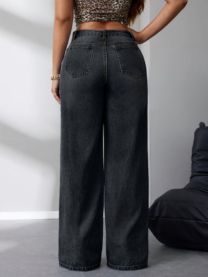 Damenhose mit hoher Taille und weitem Bein