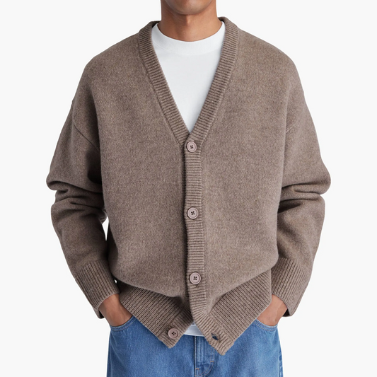 Herren-Strickjacke mit V-Ausschnitt und Knöpfen