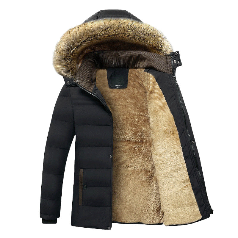Herren-Parka aus Fleece mit Kapuze