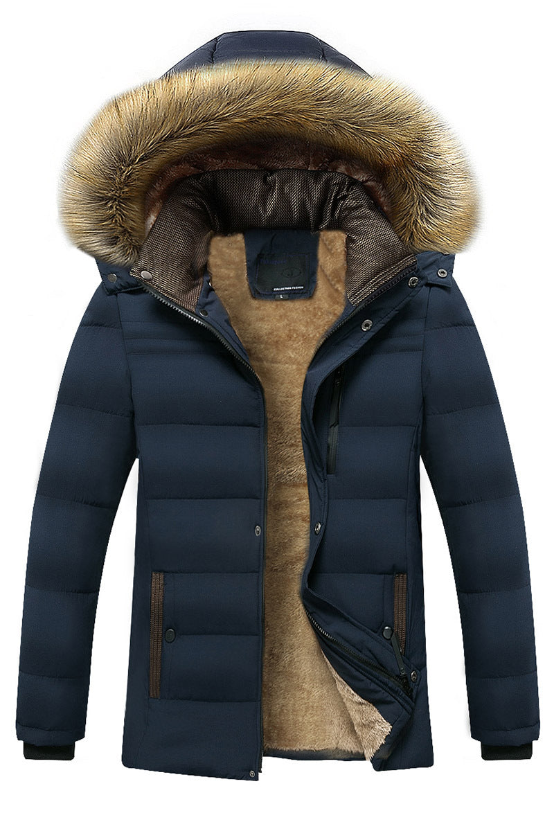Herren-Parka aus Fleece mit Kapuze