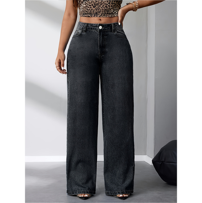 Damenhose mit hoher Taille und weitem Bein